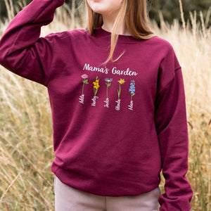 Mama's Garden Sweatshirt or Hoodie, Custom Embroidered Mama's Garden Gift