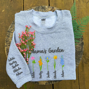 Mama's Garden Sweatshirt or Hoodie, Custom Embroidered Mama's Garden Gift