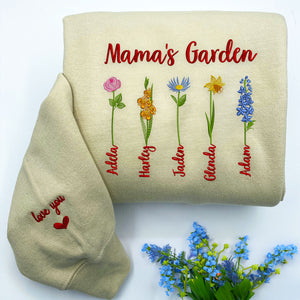 Mama's Garden Sweatshirt or Hoodie, Custom Embroidered Mama's Garden Gift