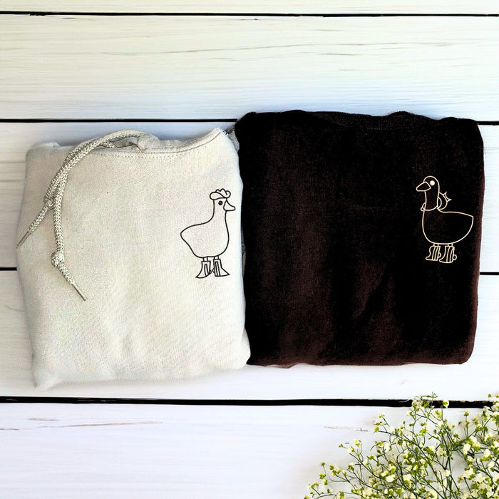 Matching Duck Sweatshirt or Hoodie, Custom Embroidered for His & Hers Valentines Gifts