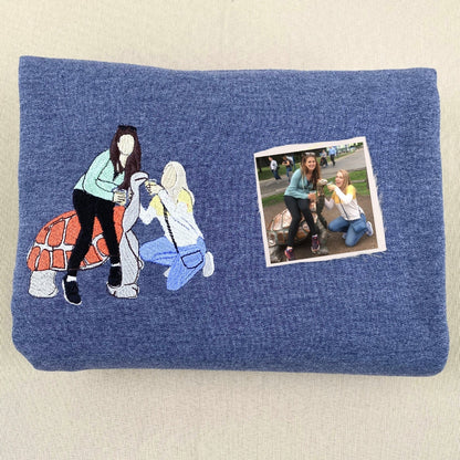 Matching Hoodies for Best Friends, Custom Embroidered Portrait Photo Sweatshirt, Hoodie