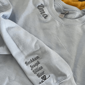 Mawmaw Sweatshirt or Hoodie with Embroidered GrandKids Names on Sleeve