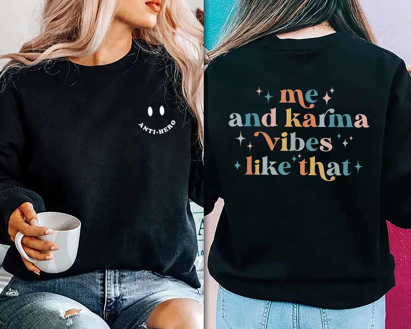 Me And Karma Vibe Like That Funny Sparkle Girls Boys Shirt, Me And Karma Vibe Like That Shirt, Sweatshirt, Hoodie