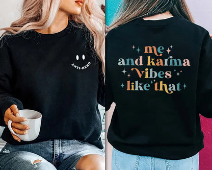 Me And Karma Vibe Like That Funny Sparkle Girls Boys Shirt, Me And Karma Vibe Like That Shirt, Sweatshirt, Hoodie
