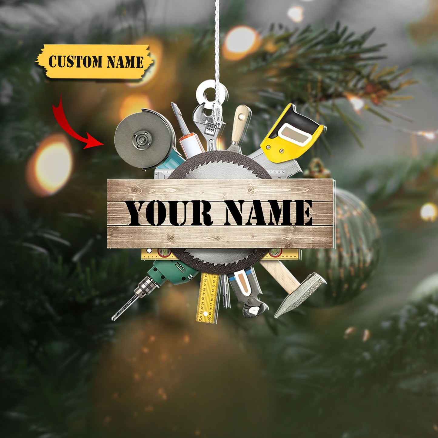Mechanic custom shaped acrylic christmas Ornament, gift for Mechanic