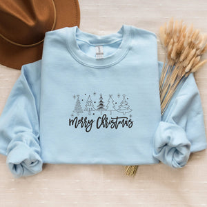 Merry Christmas Sweatshirt Embroidered Crewneck or Hoodie