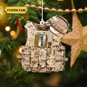 Military Uniform Vest & Hat Personalized name Ornament, Christmas acrylic Ornament