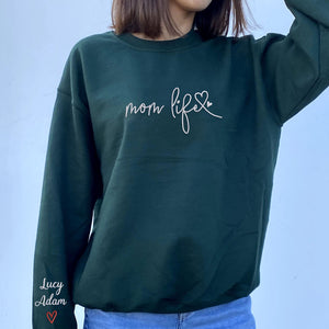 Mom Life Sweatshirt or Hoodie , Embroidered Gift For Mom from Kids