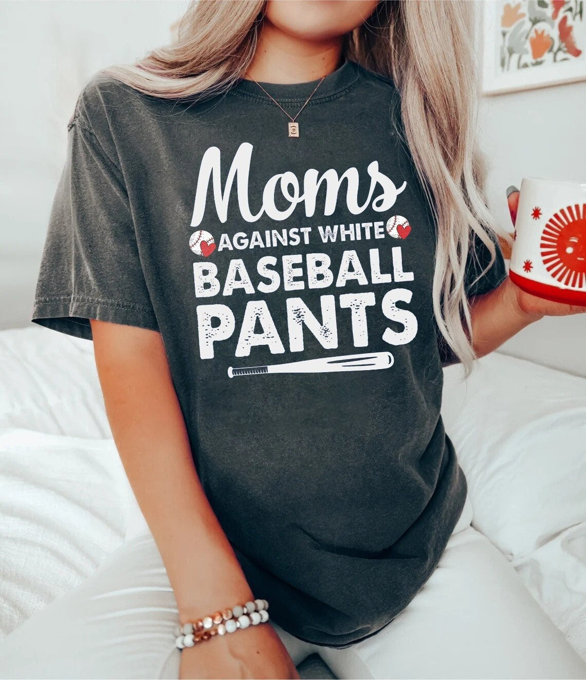Moms Against White Baseball Pants Tee Funny Baseball Mothers Shirt, Baseball Mom, Baseball Season, Gameday Sports Mama Tee, sports mom gift