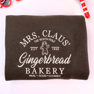 Mrs Claus Gingerbread Bakery Embroidered Sweatshirt for Christmas