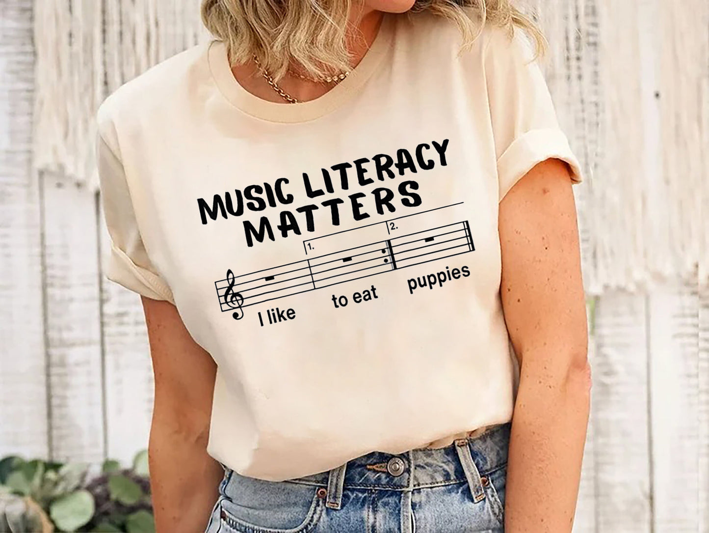 Music Literacy Matters I Like To Eat Puppies Funny Shirt, Music Literacy Matters Shirt, I Like To Eat Puppies Tee, Funny Gift for Musicians