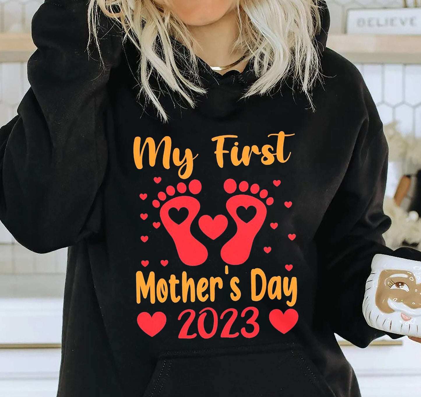 Min første mors dag hættetrøje, matchende skjorte til mors dag, mors dag mor og baby outfit, mors dag gave