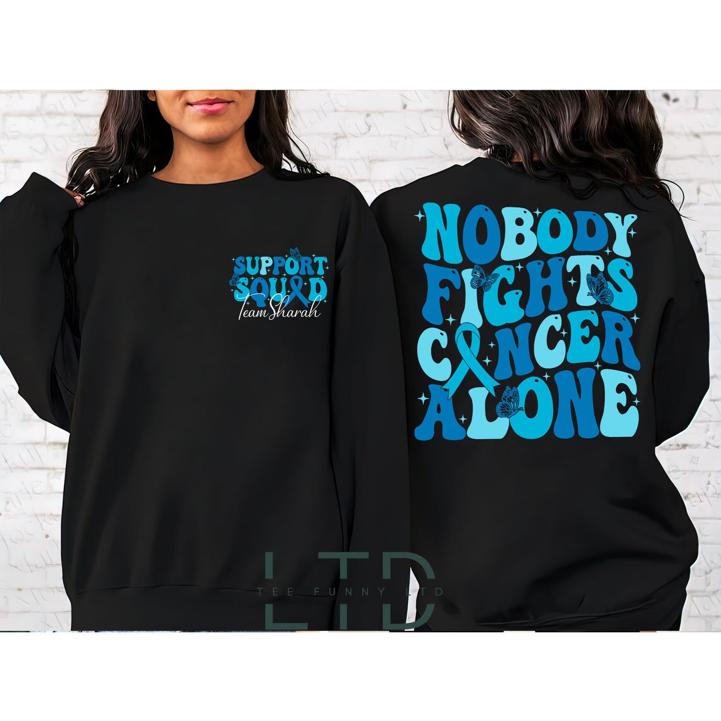 Nobody Fights Cancer Alone Shirt, Family Cancer Support, Cancer Warrior Shirt, Dark Blue Ribbon, Survivor Gift, Colon Cancer Awareness Shirt