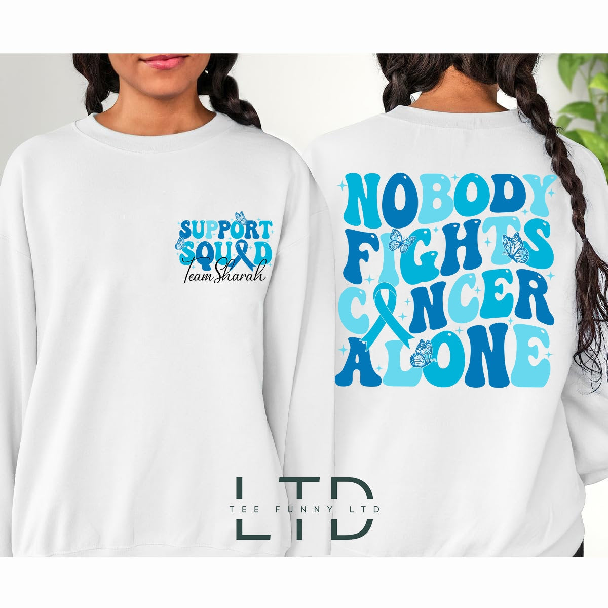Nobody Fights Cancer Alone Shirt, Family Cancer Support, Cancer Warrior Shirt, Dark Blue Ribbon, Survivor Gift, Colon Cancer Awareness Shirt