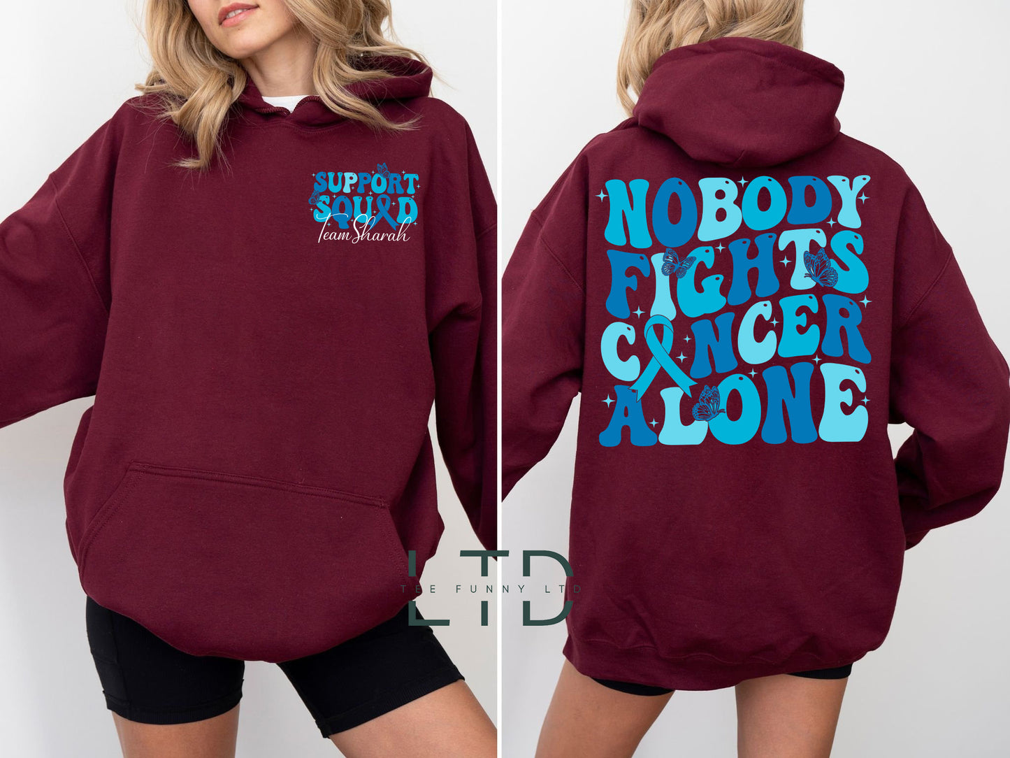 Nobody Fights Cancer Alone Shirt, Family Cancer Support, Cancer Warrior Shirt, Dark Blue Ribbon, Survivor Gift, Colon Cancer Awareness Shirt