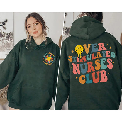 Nurse Sweatshirt For Nurse, Overstimulated Nurses Club T-Shirt, Cute Retro Nurse Sweatshirt, Funny NICU Nurse Long Sleeve, OB Doctor Hoodie
