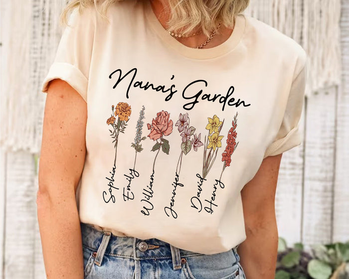 Nana's Garden Sweatshirt with Custom Birth Flowers, Mothers Day Gift from Daughter, Grandma for Gift, Personalized Birth Month Flowers Shirt