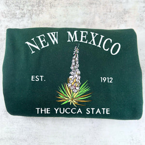 New Mexico State Sweatshirt or Hoodie, Embroidered Gift - Est. 1912 Yucca Flower