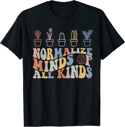Normalize Mind Of All Kinds Boho Style Unisex Shirt, Retro Autism Awareness Tee, Vintage Mental Health Apparel, ADHD, Neurodiversity Shirt
