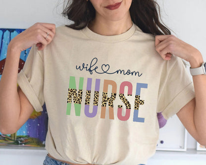 Nurse Wife Mom Shirt, Cute Mother's Day Gift For Nurse Mom, Registered Nurse Mom Shirt, ER Nurse Mom Tshirt, Nurse Life Shirt For Women gift