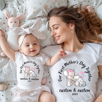 Our First Mother's Day Shirt, Personalized Our First Mother's Day, Custom Mother's Day Matching tee, Mother's Day Gift, 1st Mothers Day