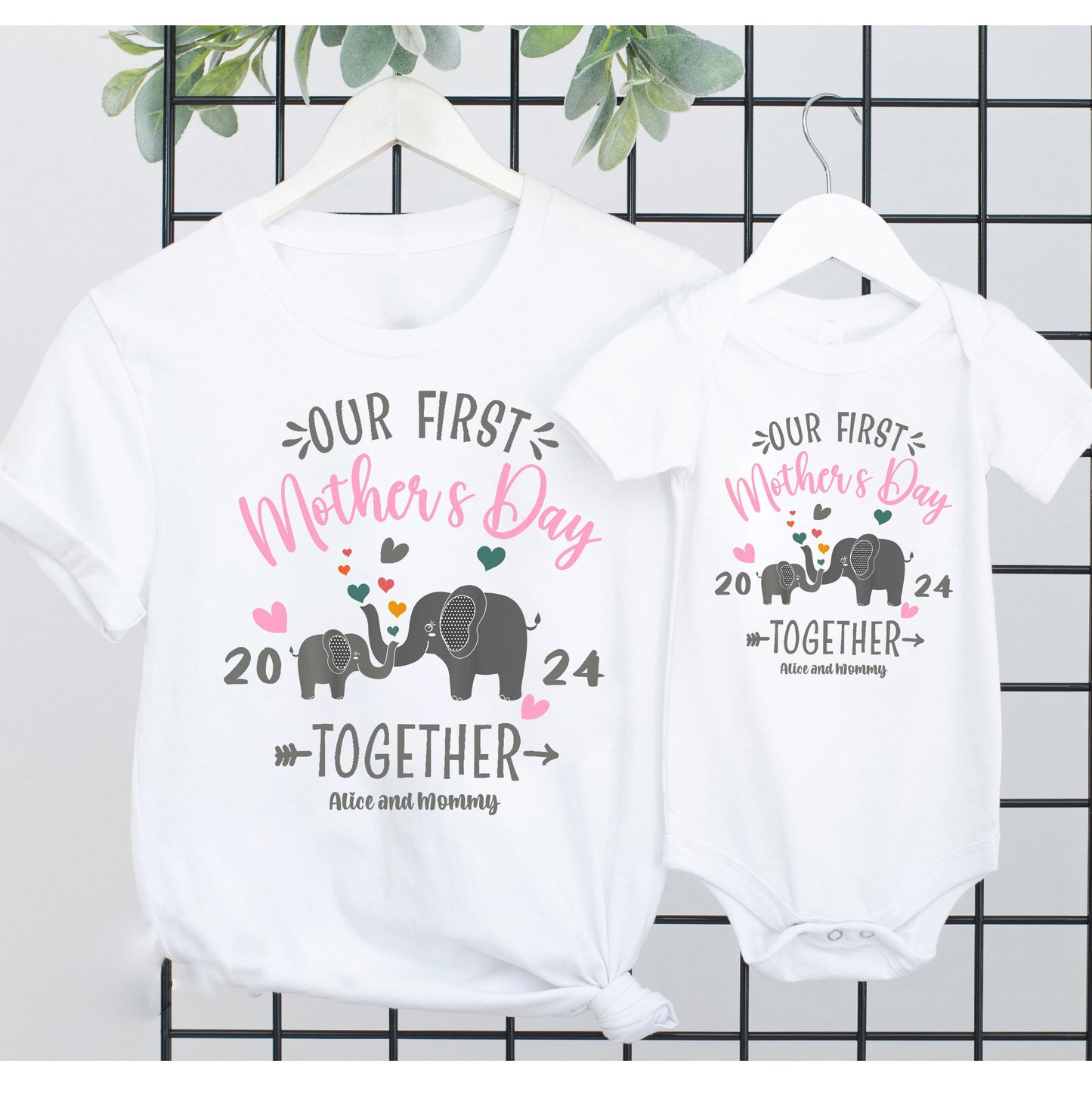 Our First Mother's Day Shirt, Custom Matching Mommy And Me Tee, Elephant Mom And Baby Tee,New Mom 1st Mothers Day Tee, 2024 Mothers Day gift