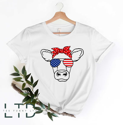 Oh My Stars Cow Shirt, Highland Cow shirt, Highland Cow With 4th July, American Flag Shirt, Fourth Of July Tee, Independence Day