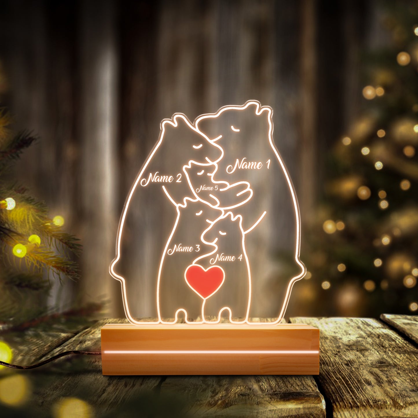 Custom Bear Family Night Light  Personalized Gift for Baby Night light girl boy bedroom bedside light