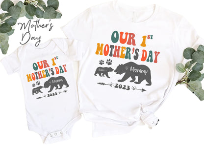 Our 1st Mother's Day Shirt, Mommy and Me Shirts, First Mothers Day Outfits, Custom With Names, Matching Mom and Baby Shirt,Mother's Day Gift
