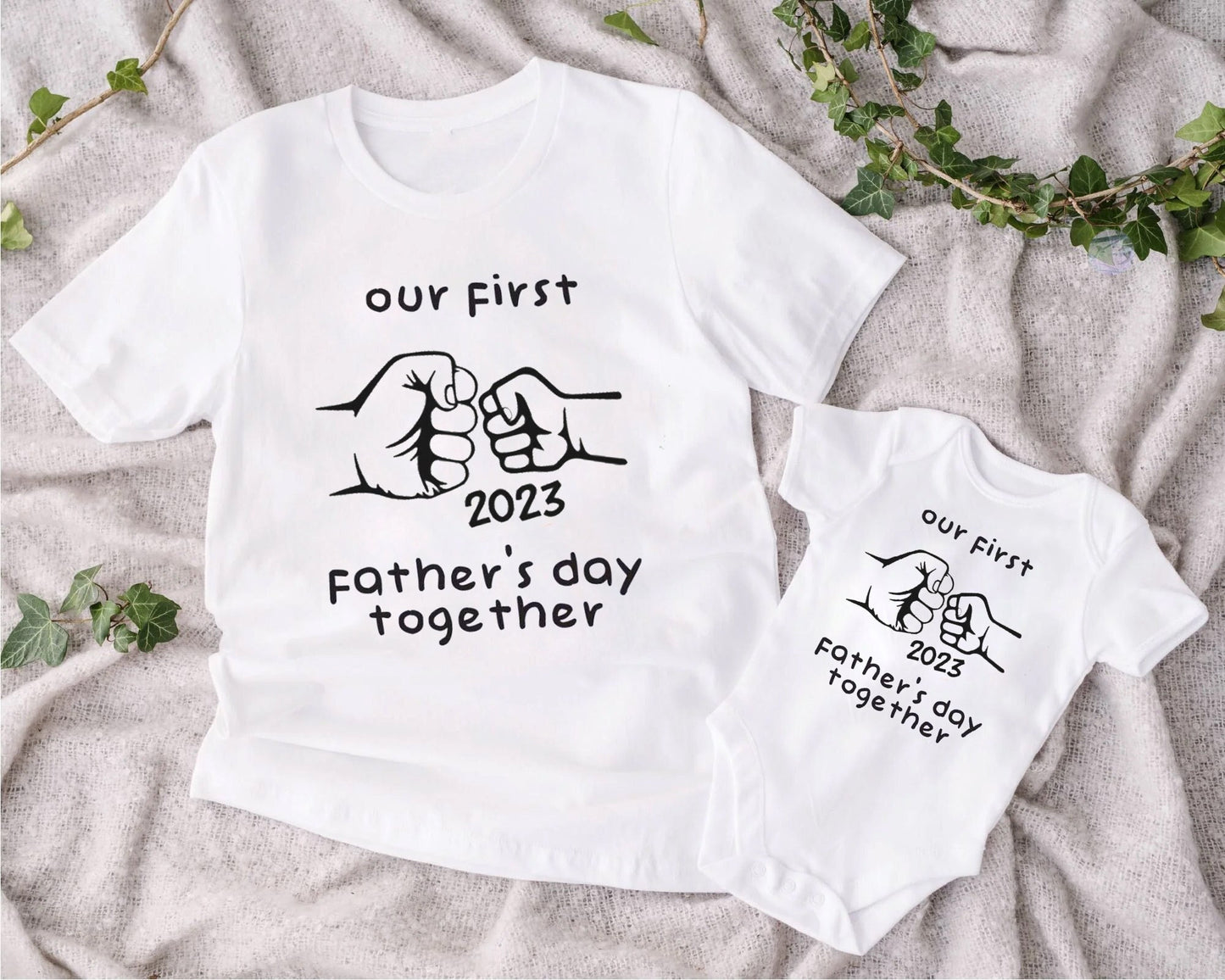 Our First Father's Day Shirt, Matching Shirt for Dad and Son, Our 1st Father's Day, Dad and Baby Outfits Onesie, New Dad Father's Day shirt