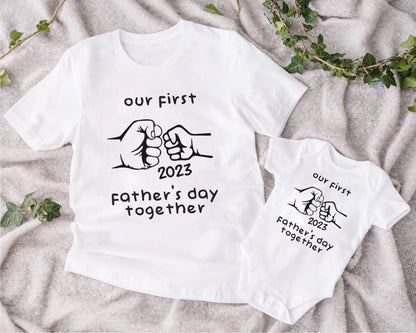 Our First Father's Day Shirt, Matching Shirt for Dad and Son, Our 1st Father's Day, Dad and Baby Outfits Onesie, New Dad Father's Day shirt