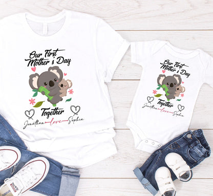 Our First Mother's Day T-Shirt, First Mothers Day Gift, Matching Mommy And Me Shirts, Custom Mothers Day Shirt, Koala Mommy And Me Shirt