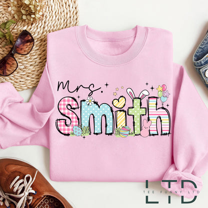 Personalized Teacher Easter Shirt, Custom Teacher Name,Easter Teacher Gift,  Easter Day Teacher Bunny, One Hoppy Teacher Shirt, Teacher Life