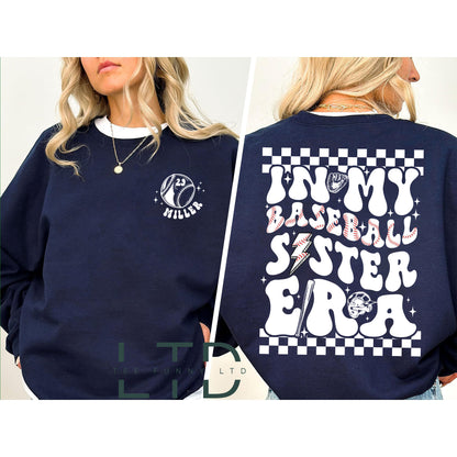 Personalized In My Baseball Sister Era Shirt, Sport Sister Shirt, Custom Baseball Sister Shirt, Baseball Lover Tee, Baseball Sister Shirt