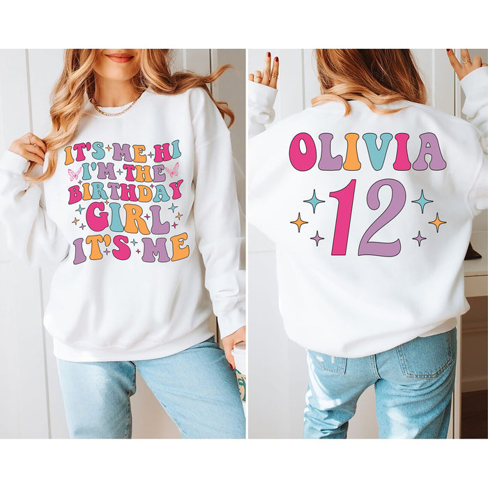 Personalized It's me Hi I'm the Birthday Girl It's Me Shirt, Custom Birthday Name Age Hoodie, It's me Hi Shirt, Personalized Birthday gift