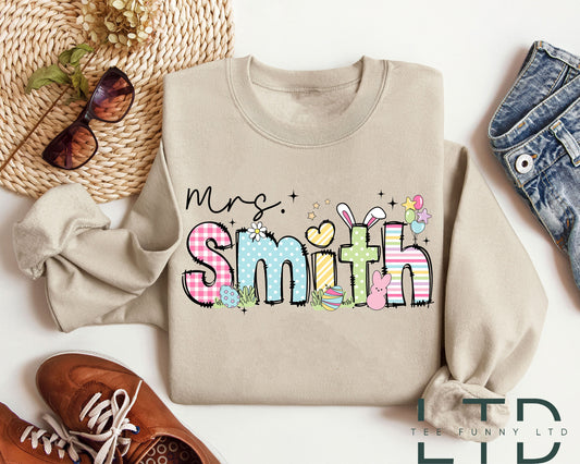 Personalized Teacher Easter Shirt, Custom Teacher Name,Easter Teacher Gift,  Easter Day Teacher Bunny, One Hoppy Teacher Shirt, Teacher Life