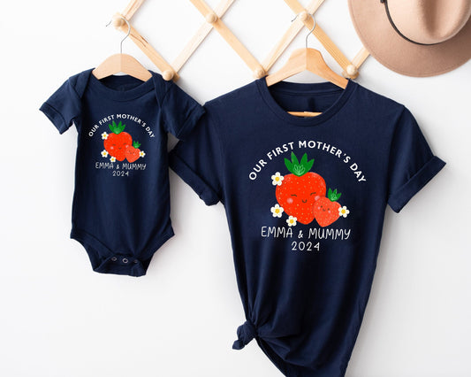 Personalised Matching Our First Mother's Day T-shirt  Funny Mummy and Baby Gift Mama and Me gift  1st Mothers Day Keepsake  Baby bodysuit