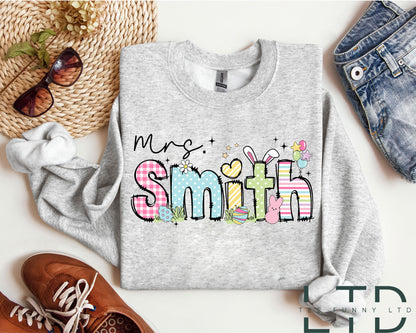 Personalized Teacher Easter Shirt, Custom Teacher Name,Easter Teacher Gift,  Easter Day Teacher Bunny, One Hoppy Teacher Shirt, Teacher Life