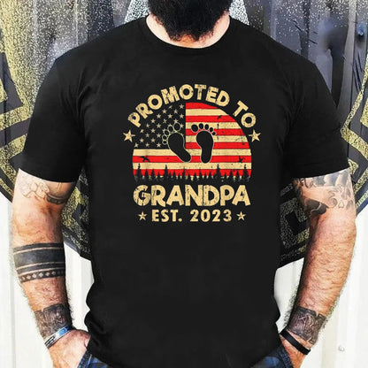 Papa T-shirt, Promoted To Grandpa Est 2023 Shirt,Custom Grandfather Shirt, Promoted To Grandpa Custom Years Shirt,Gift For Grampy Shirt gift