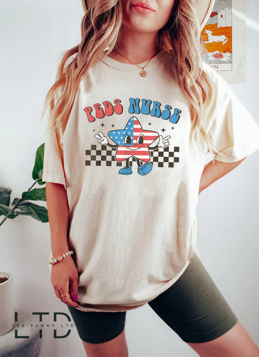 Peds Nurse Shirt, Peds 4th of July Shirt, Pediatric Nurse Tshirt, July 4th Hospital Party Shirt,Fourth of July Pediatric Nursing Group Shirt
