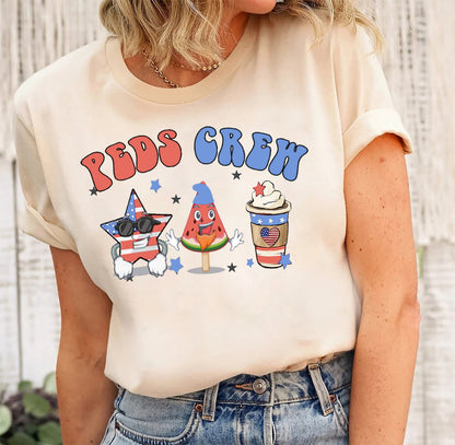 Peds Nurse Shirt, Peds 4th of July Shirt, Pediatric Nurse Tshirt, July 4th Hospital Party Shirt,Fourth of July Pediatric Nursing Group tee