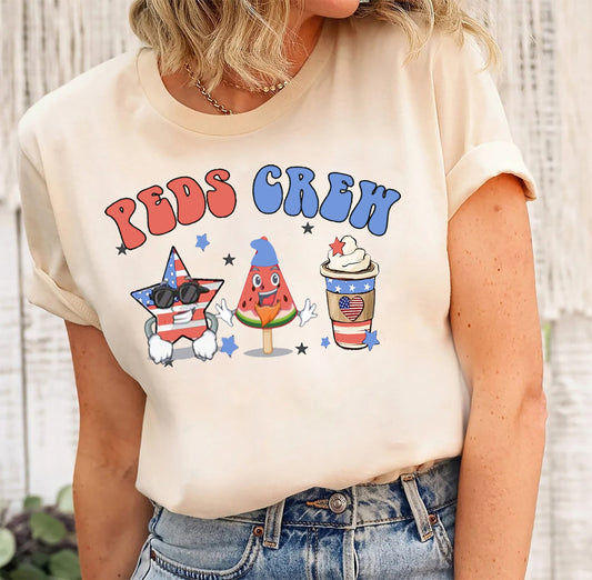 Peds Nurse Shirt, Peds 4th of July Shirt, Pediatric Nurse Tshirt, July 4th Hospital Party Shirt,Fourth of July Pediatric Nursing Group tee