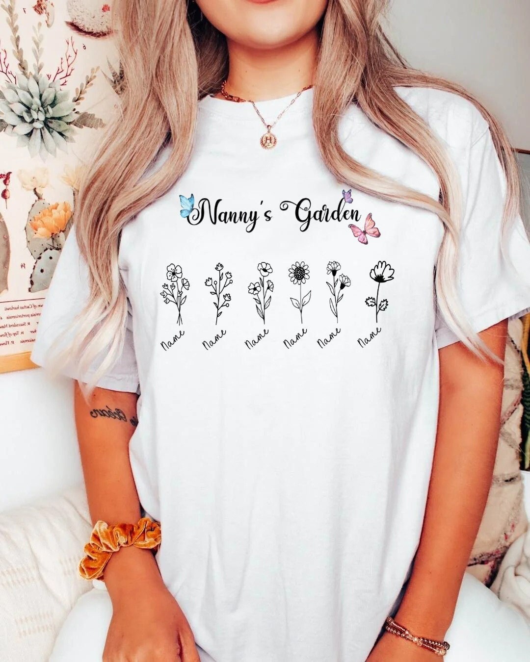 Personalize Nanny's Garden Gift, Mother's Day Gift, Custom birth month sweatshirt, Mother's day shirt, Grandkid name Gift for Grandmother