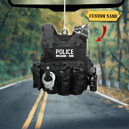 Personalized American Police Or Sheriff With Name And Number Christmas Acrylic Ornament