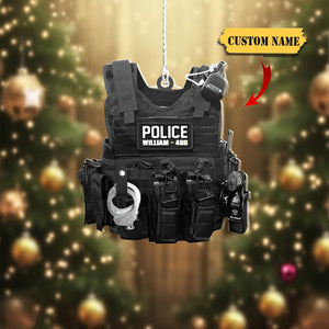 Personalized American Police Or Sheriff With Name And Number Christmas Acrylic Ornament