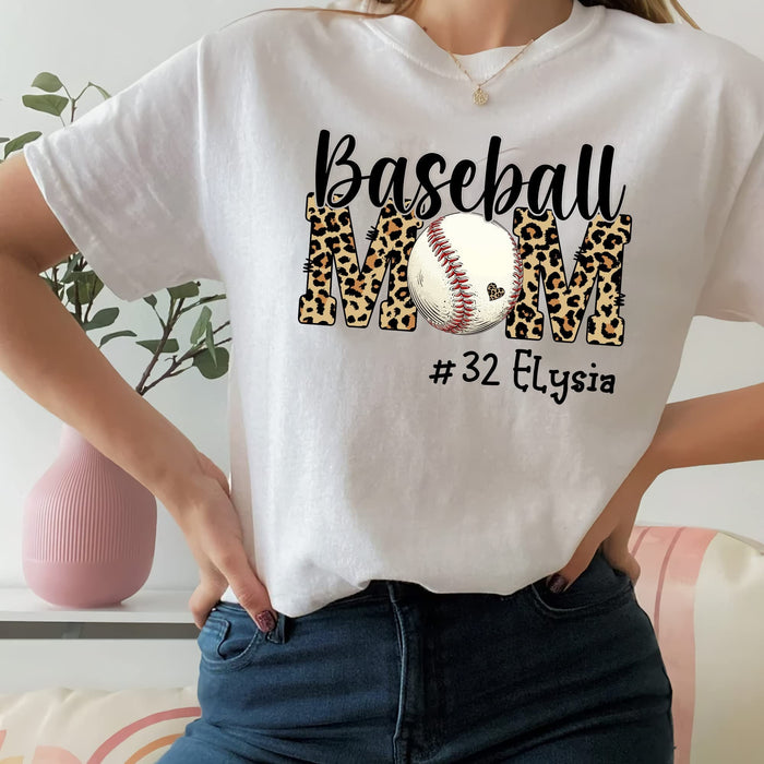 Personalized Baseball Mom Shirt, Custom Game Day Mom Baseball T-Shirt, Name & Number Baseball Game Season Shirt, Gameday Sports Mama Shirt