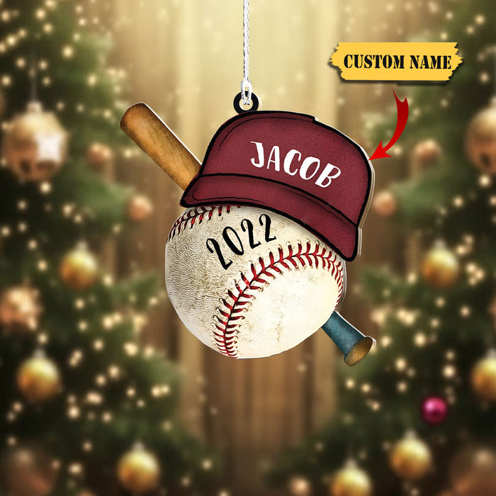 Personalized Baseball Set Helmet Glove Ornaments, Custom Name Ornament, Baseball Ornament, Gift For Baseball Lover