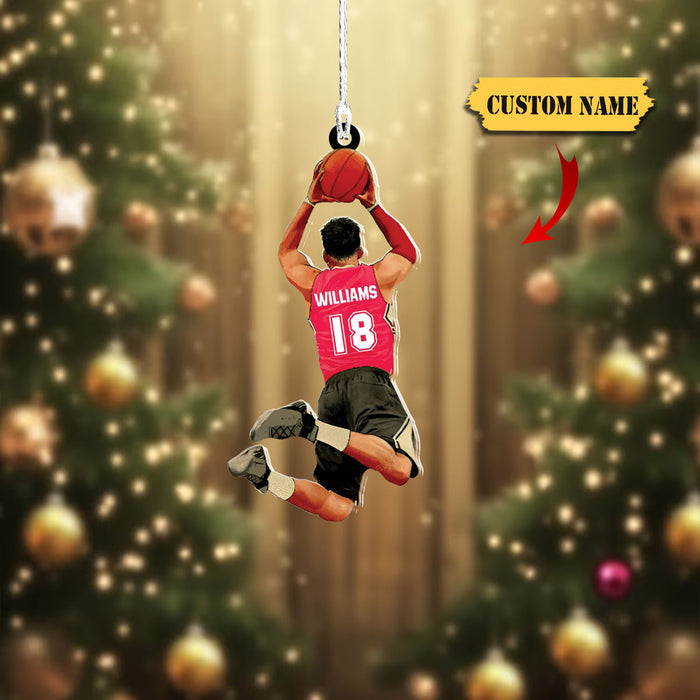 Personalized Basketball Player Acrylic Christmas Ornament For Basketball Lovers