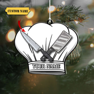 Personalized Chef Hat Custom Shaped Ornament, Ornament Christmas For Chef, Gift For Chef