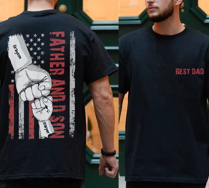 Personalized Dad Raised Fist Bump T-Shirt, Fathers Day Gift, Custom Kids Names Gift For Daddy, Best Dad Ever Shirt, Dad Kids Matching Shirt